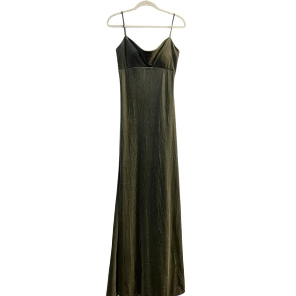 Jenny Yoo Saba Velvet Cowl Neck Slip Gown. Sage Green. Maxi Length. Size 2 - Picture 2 of 16